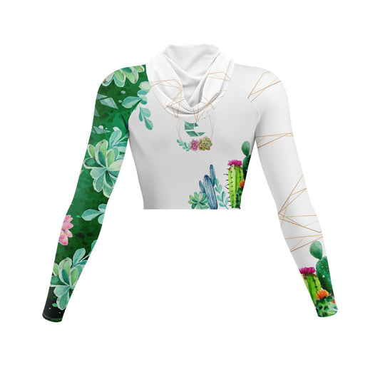 Cactus Ladies Slim Fit Crop Top Hoodie