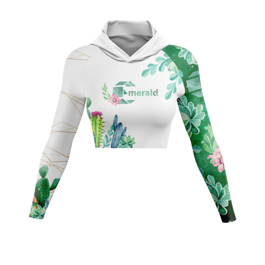 Cactus Ladies Crop Top Hoodie