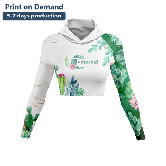 Cactus Ladies Slim Fit Crop Top Hoodie