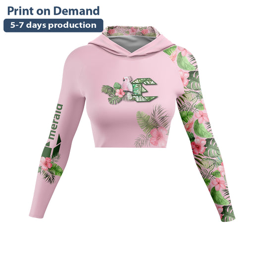 Tropical Bouquet Ladies Slim Fit Hoodie Crop Top