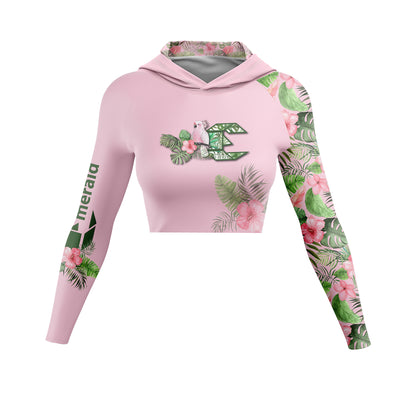 Tropical Bouquet Ladies Slim Fit Hoodie Crop Top