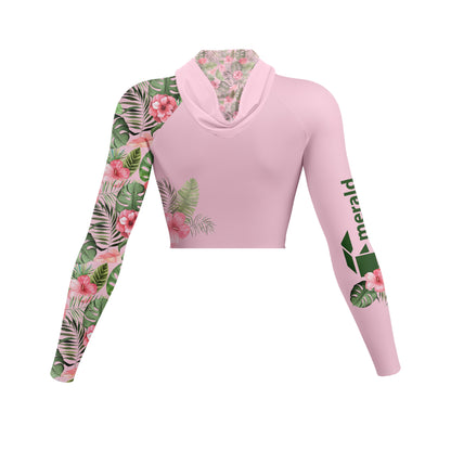 Tropical Bouquet Ladies Slim Fit Hoodie Crop Top